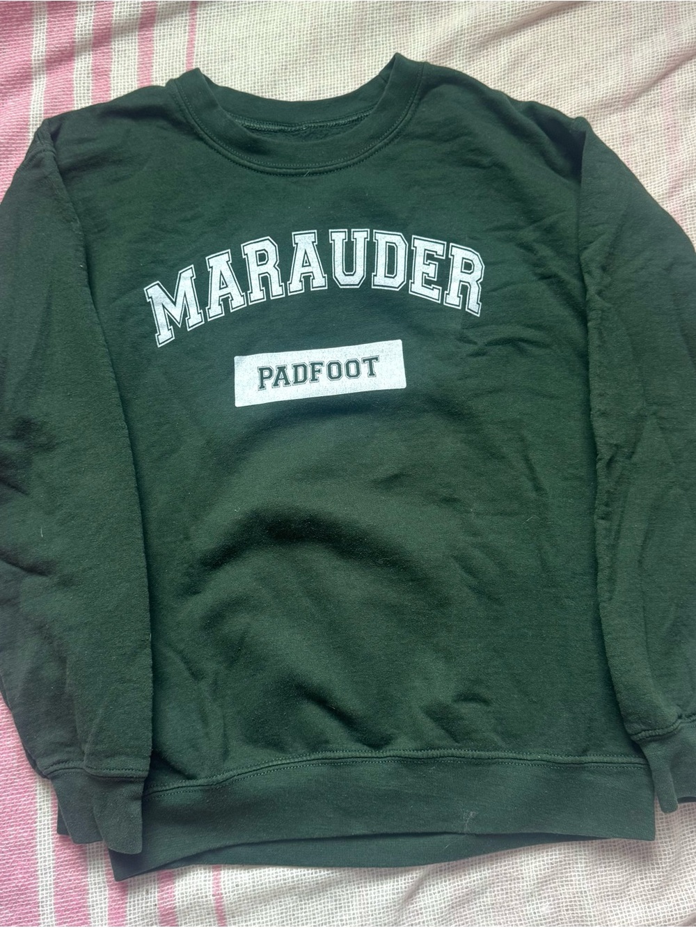 Dark Green Crewneck Sweatshirt with MARAUDER PADFOOT Chest Print